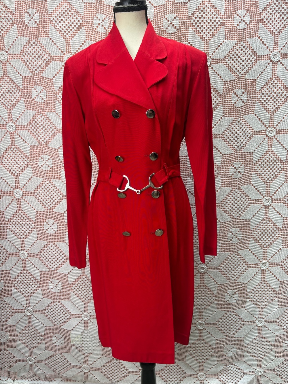 Vintage Farouche by Lori Weidner Red Double-Breasted Dress Size 6